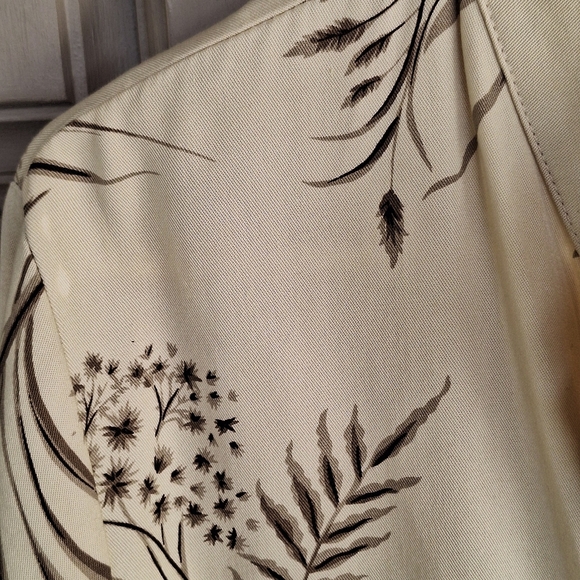 Classic Caribe Floral Beige Women's Jacket SzM Zip Front Pockets Rayon Blend - Picture 7 of 11